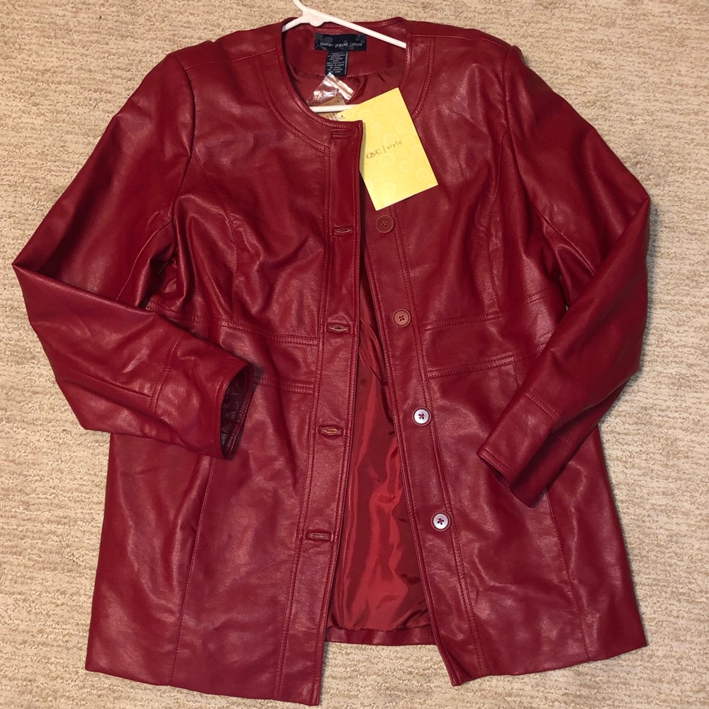 Red leather style jacket
